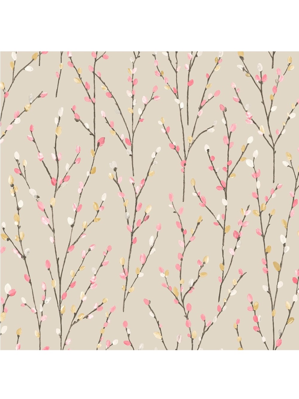 Statement Willow Wallpaper 98885 Beige Coral Mustard Floral Branch New